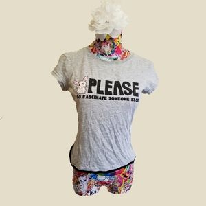 Self Esteem Grey Tee w/ Text, Size M